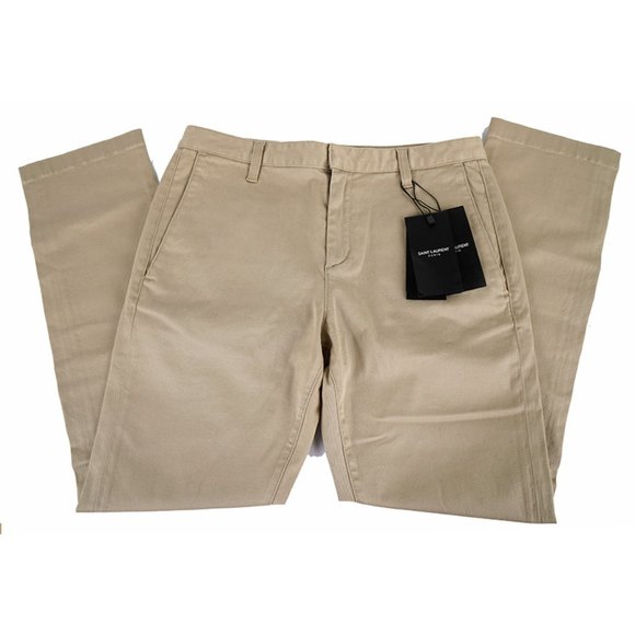 NWT Saint Laurent Tan Classic Chino Cropped Fall Khaki Chino Cropped Pants US 28 - Picture 4 of 16